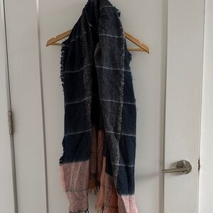 Madewell Pink and Blue Plaid Throw Blanket